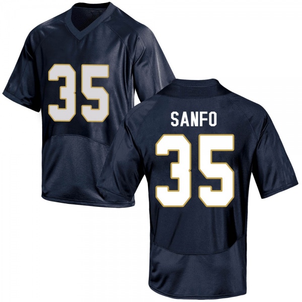 Hakim Sanfo Notre Dame Fighting Irish NCAA Youth #35 Navy Blue Game College Stitched Football Jersey LRP3655TU